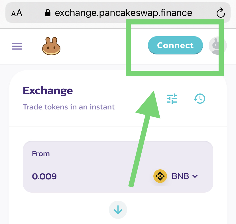 how to connect a wallet on PancakeSwap Exchange